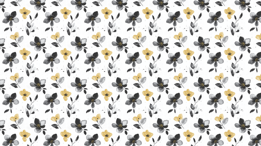 Papier peint floral noir et jaune Motifs délicats de fleurs et feuillage sur fond clair