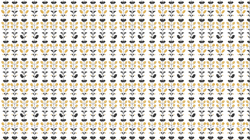 Papier peint floral noir et jaune Motifs délicats de fleurs et feuillages sur fond blanc