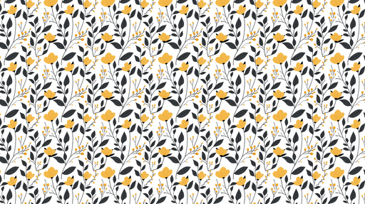 Papier peint floral noir et jaune Motifs élégants de fleurs et de feuillage