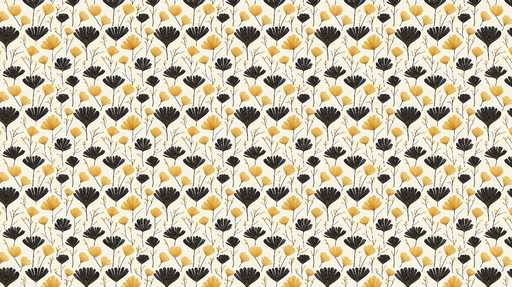 Papier peint floral noir et jaune Un motif élégant de fleurs noires et jaunes sur fond clair