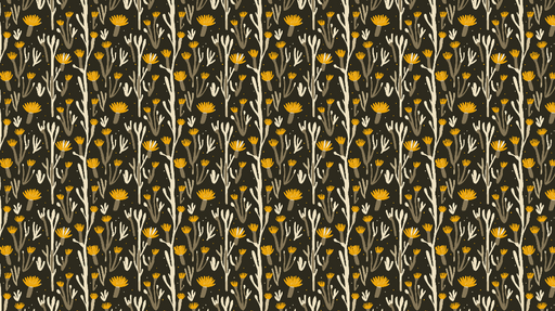 Papier peint floral noir et jaune Un motif vivant de fleurs sur fond sombre