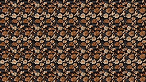 Papier peint floral noir et marron Motifs de fleurs beige et marron sur fond noir
