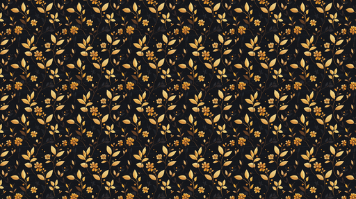 Papier peint floral noir et or Motif de fleurs dorées et de feuilles sur fond sombre