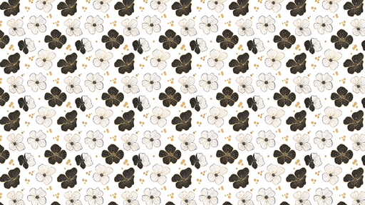 Papier peint floral noir et or Motifs de fleurs élégants sur fond blanc