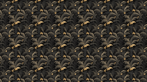 Papier peint floral noir et or Motifs élégants de feuillages dorés sur fond sombre