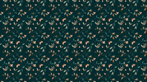 Papier peint floral nuit Motif délicat de fleurs et feuillage sur fond sombre