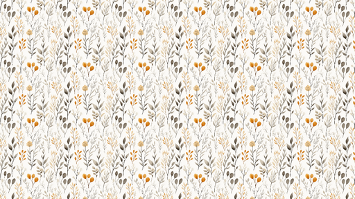 Papier peint floral orange et gris Un délicat mélange de motifs floraux dans des teintes douces