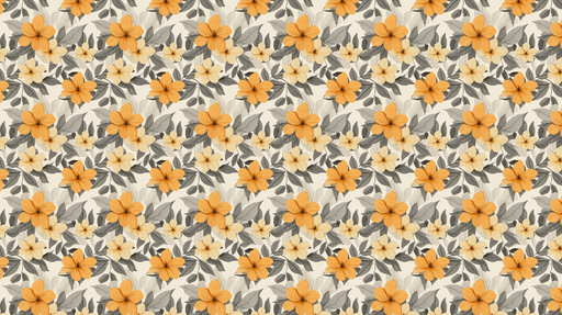 Papier peint floral orange et jaune Motifs de fleurs sur un fond neutre