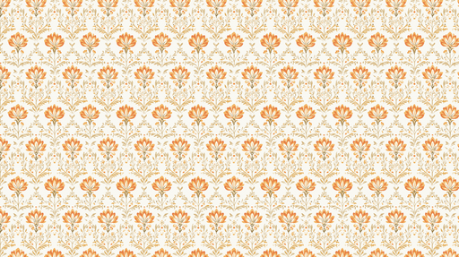 Papier peint floral orange Motif de fleurs orangées sur fond clair