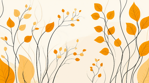 Papier peint floral orange Motifs de feuilles élégantes sur fond clair