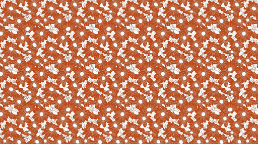 Papier peint floral orange Motifs de fleurs blanches sur fond terracota