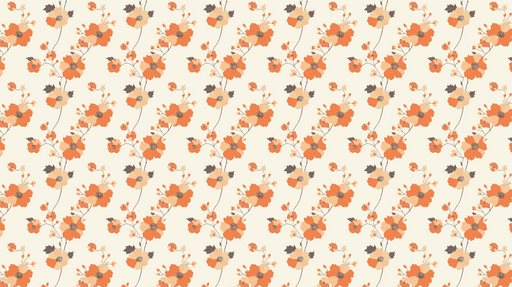 Papier peint floral orange Motifs de fleurs délicates sur fond crème