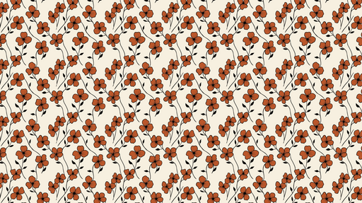 Papier peint floral orange Motifs de fleurs orangées sur fond clair