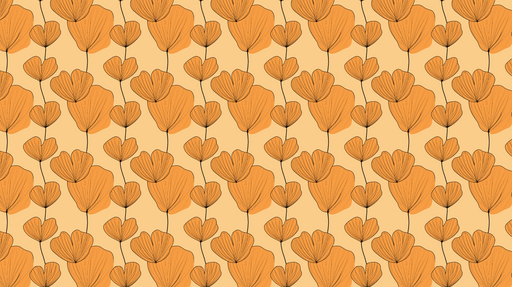 Papier peint floral orange Motifs de fleurs stylisées sur fond doux
