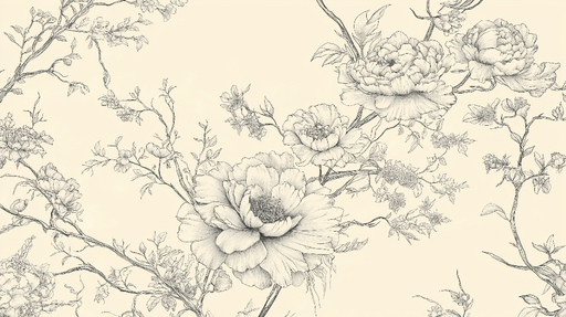 Papier peint floral panoramique Monochrome beige