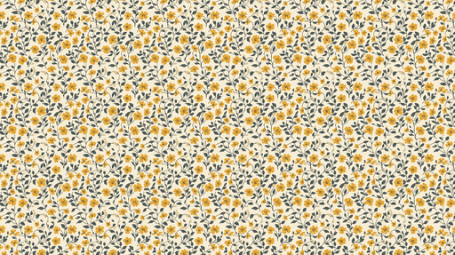Papier peint floral Petites fleurs jaunes sur fond crème