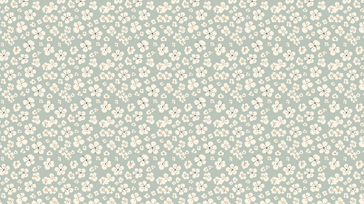 Papier peint floral Petits motifs de fleurs blanches sur fond vert doux