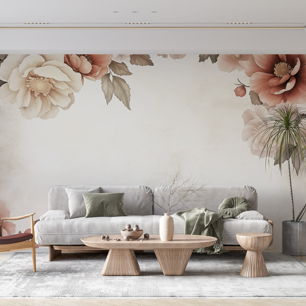 Papier Peint 3D Autocollant Assaf Frank Zoe, Motif Pivoines Blanc N12 - Coloré