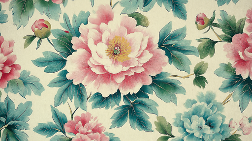 Papier peint floral Pivoines en couleurs douces