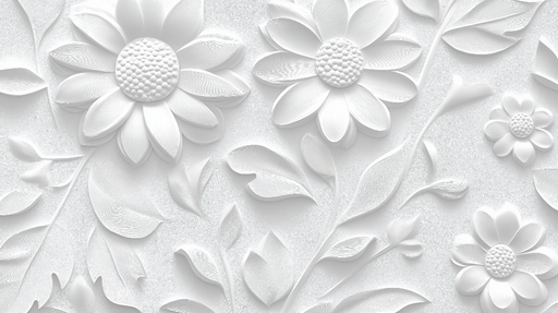 Papier peint floral relief Motifs de fleurs en blanc élégant