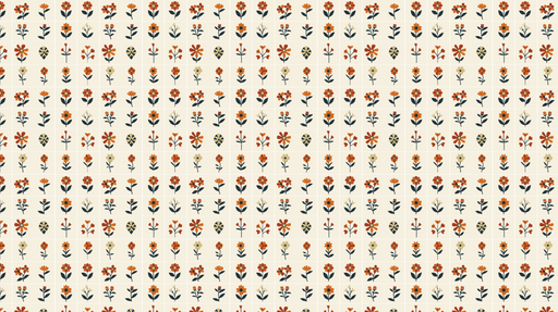 Papier peint floral rétro Motifs colorés de fleurs sur fond clair