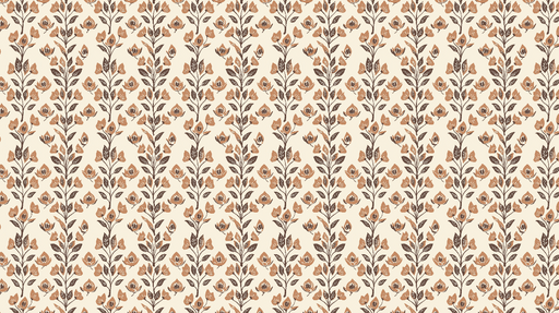 Papier peint floral rétro Motifs de fleurs dans des tons chauds sur fond crème