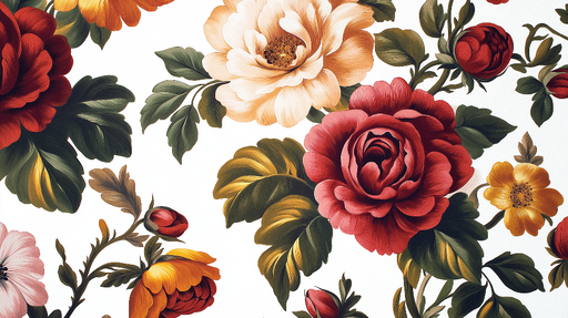 Papier peint floral Riche motifs de roses colorées