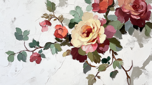 Papier peint floral Roses délicates sur fond léger