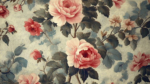 Papier peint floral Roses Poudrées sur Fond Doux