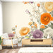 Papier peint floral avec rosiers colorés sur fond doux pour salon élégant
