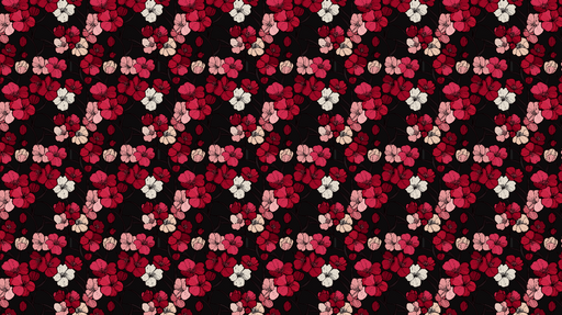 Papier peint floral rouge et noir Motif éclatant de fleurs rouges et blanches sur fond noir