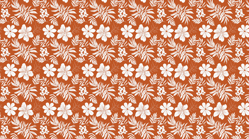 Papier peint floral rouge Motif de fleurs blanches sur fond terracotta