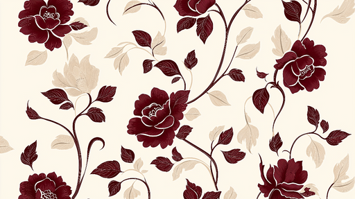Papier peint floral rouge Motif de fleurs rouges sur fond beige