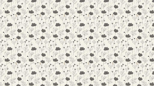 Papier peint floral stylisé Motifs de fleurs et feuilles en nuances de gris