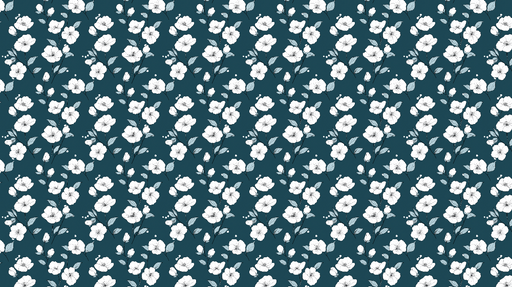 Papier peint floral sur fond bleu Fleurs blanches élégantes avec feuillage délicat