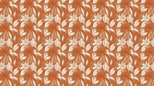 Papier peint floral terracotta Motifs de fleurs et feuilles sur fond chaud