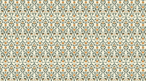 Papier peint floral traditionnel Motif de fleurs et feuillages sur fond crème