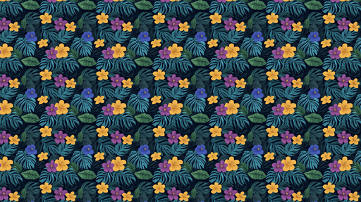 Papier peint floral tropical Fleurs colorées et feuillages luxuriants sur fond sombre