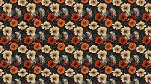 Papier peint floral tropical Fleurs exotiques et feuillage coloré sur fond noir