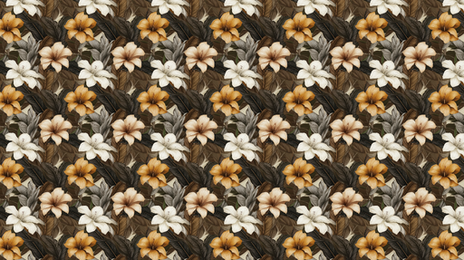 Papier peint floral tropical Motif de fleurs aux teintes chaudes et feuilles luxuriantes