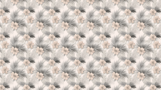 Papier peint floral tropical Motifs de fleurs et feuillages dans des tons doux