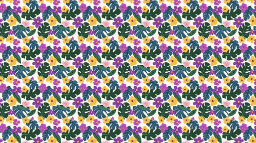 Papier peint floral tropical Un élégant motif coloré de fleurs et feuilles exotiques