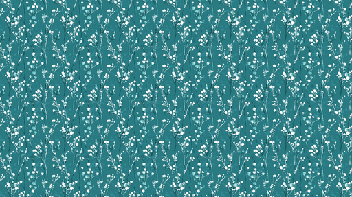 Papier peint floral turquoise Fin motifs de brindilles blanches sur fond turquoise