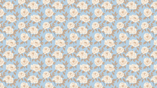 Papier peint floral Un motif élégant de roses crème sur fond bleu apaisant