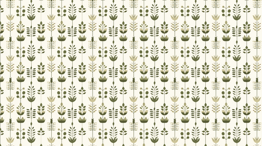 Papier peint floral vert Motifs de fleurs et feuillages sur fond clair
