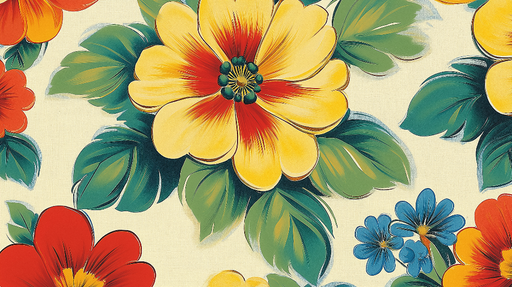 Papier peint floral vibrant Motifs colorés de fleurs et feuillage luxuriant