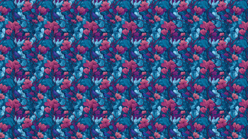 Papier peint floral vibrante Motifs floraux en rose et bleu sur fond turquoise