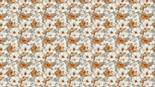 Papier peint floral vintage Fleurs blanches et touches de terre cuite sur fond texturé