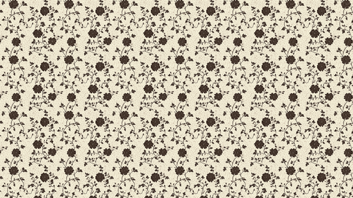 Papier peint floral vintage Motif de fleurs brunes sur fond crème