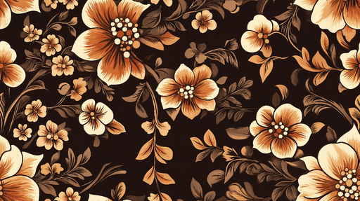 Papier peint floral vintage Motifs floraux jaunes et marron